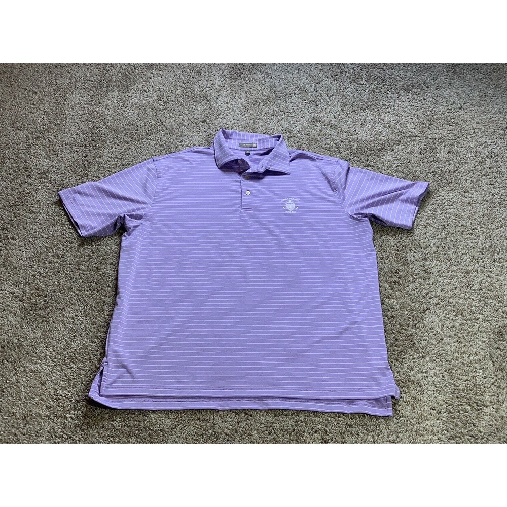 Peter Millar Shirt Extra Large Purple Mens Casual Stripe Short Sleeve Golf Polo
